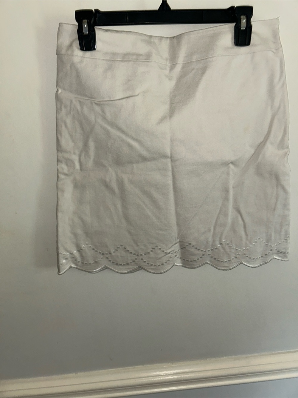 Talbots White Scalloped Eyelet A-Line Mini Skirt